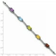 thumbnail image 3 of 925 Sterling Silver Rhodium-plated Multi Gemstone and Diamond Tennis Bracelet, 3 of 3