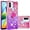 Pink Mauve, variant on Clear Case for Xiaomi Redmi A1 with Kickstand for Girls Women, Floating Liquid Holographic Sparkle Glitter Case Bling Gradient Quicksand Cover for Xiaomi Redmi A1/A1 JB Pink Mauve