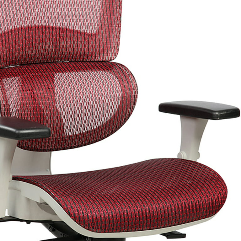 Techni Mobili Deluxe High Back Ergonomic Mesh Executive Office Chair with Neck  Support, Red 