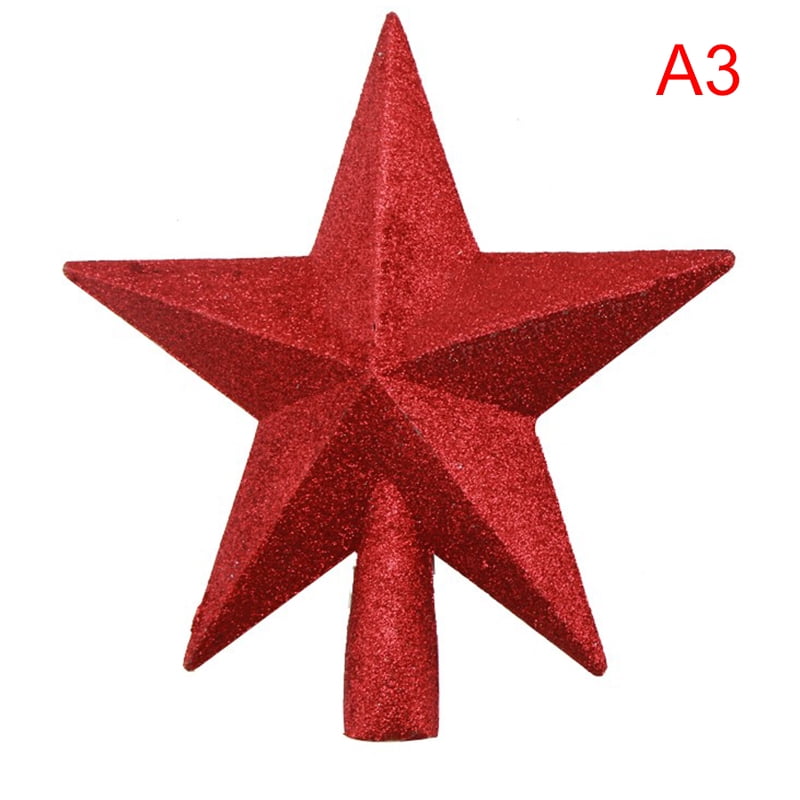 Ostrifin 1Pc Glitter Mini Star Christmas Tree Toppers Red Gold Silver Mini Star