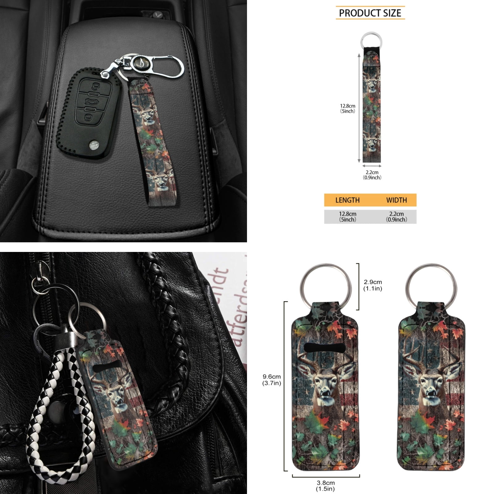 Yuyamidu 16 PCS Car Seat Covers Set Deer Car Sun Shade Camo Hunting Handbrake Cover Gear Shift Knob Cover Steering Wheel Cover Seat Belt Pads Rear View Mirror Cover Coasters Key Chain