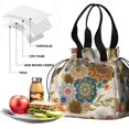 thumbnail image 4 of Boho Bohemia Flower Drawstring Lunch Bag Women - Drawstring Lunch Bag Insulated for Work Office - Stain-Resistant Large Lunchbags for Women with Multi-Pockets, 4 of 6