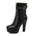 thumbnail image 6 of Leozcaa Women Block Heel Ankle Boots With Platform High Heel Booties Round Toe Zip Buckle Dress Boots, 6 of 9