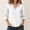 White, variant on Qulqfy Blouses for Women 3/4 Sleeve Fall Cotton Solid Dressy Tunic Army Green Collared Vintage Pleat Button Up Womens Tops L