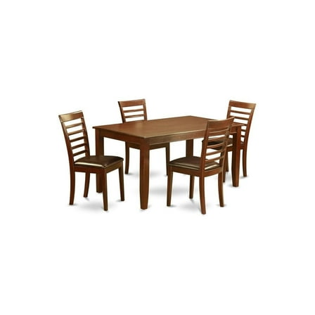 Modern Dining Table Set - 5 Piece Rectangle Table & Chairs - 36x60 Inch Mahogany Finish