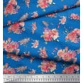 thumbnail image 2 of Soimoi Blue Heavy Canvas Fabric Ranunculus & Roses Floral Print Fabric by the Yard 58 Inch Wide, 2 of 3