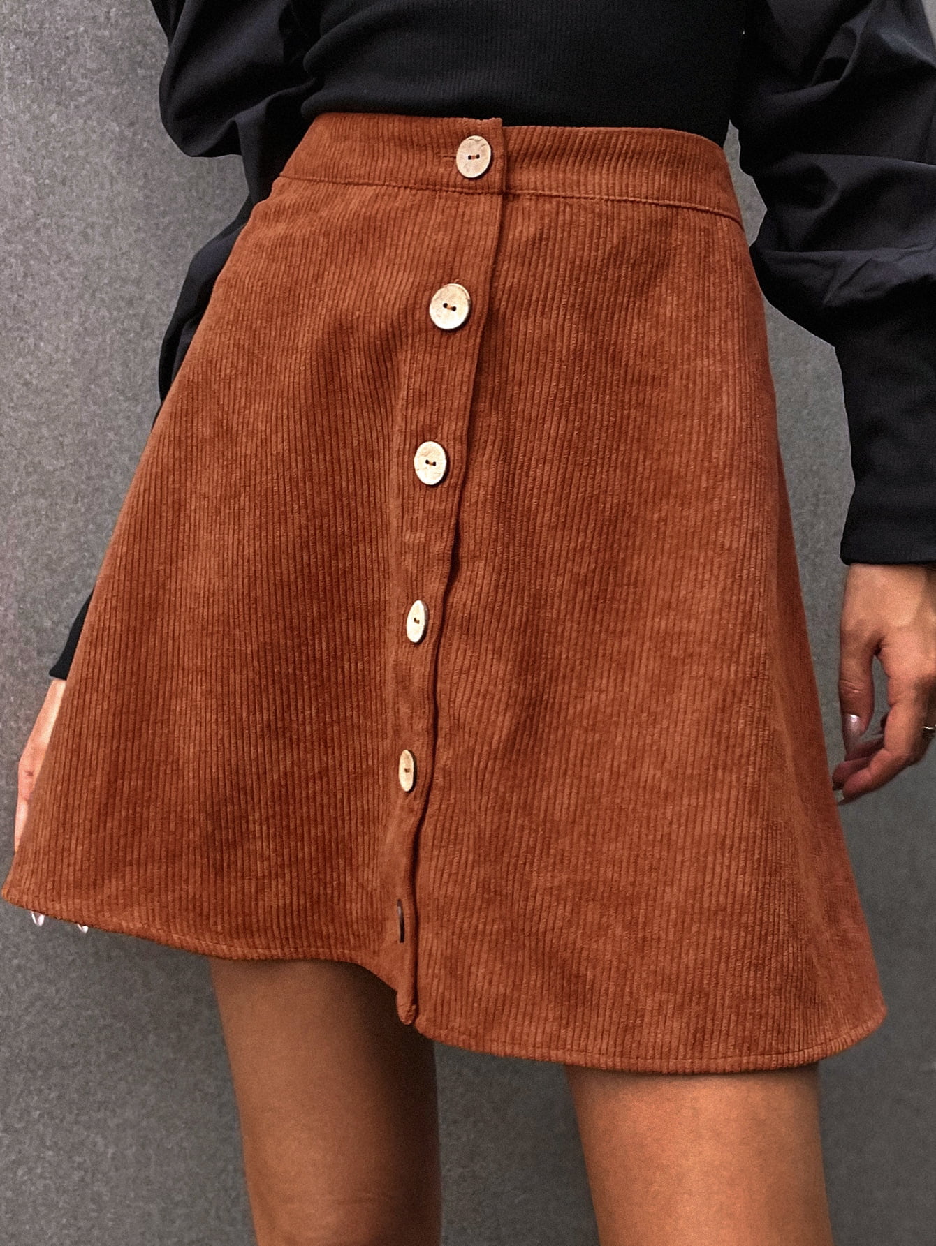 Size 10-Ladies A line skirt with pockets vintage fabric vintage style stretch waist corduroy