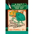thumbnail image 2 of Vintage Booze Labels 13x18 Gold Ornate Wood Framed with Double Matting Museum Art Print Titled - Our Famous Coo-Coo Cocktails, 2 of 4