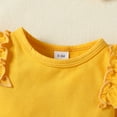 thumbnail image 5 of Toddler Baby Girls Clothes Baby Girls Outfits Long Sleeve Romper Top Floral Pants Headband 3PCS Girls Fall Winter Clothing Set Yellow 12-18 Months, 5 of 10