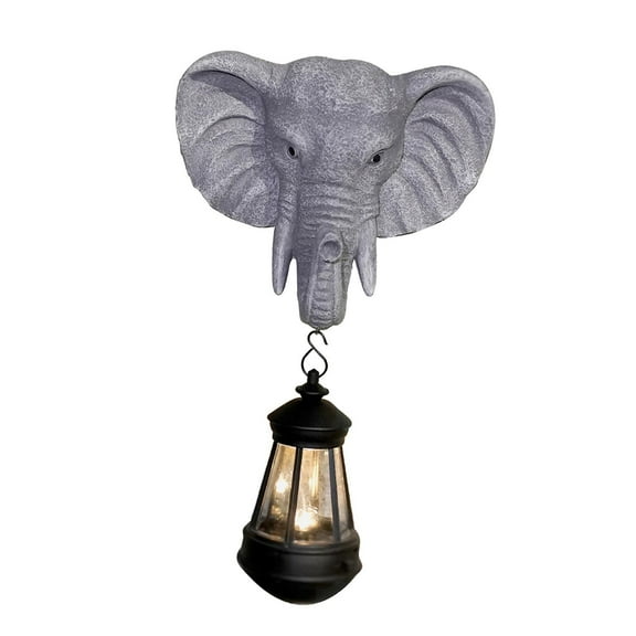 figatia Outdoor Elephant Solar Light Pathway Light Path Garden Statue Warm Lighting for Front Door Driveway Gardening Gift Yard Trees