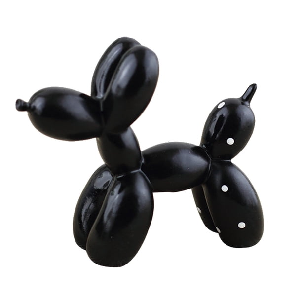 Resina Globo Perro Escultura Artesanía Animal Estatuilla Pastel (Negro)