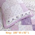 thumbnail image 2 of 3 Piece King Bedding Quilt Set, Light Purple Orchid Lavender Floral Real Patchwork Cotton Comfortable Reversible Coverlet for Bedroom, Hotel, Apartment, Guest Room, Easy Care, 2 of 5