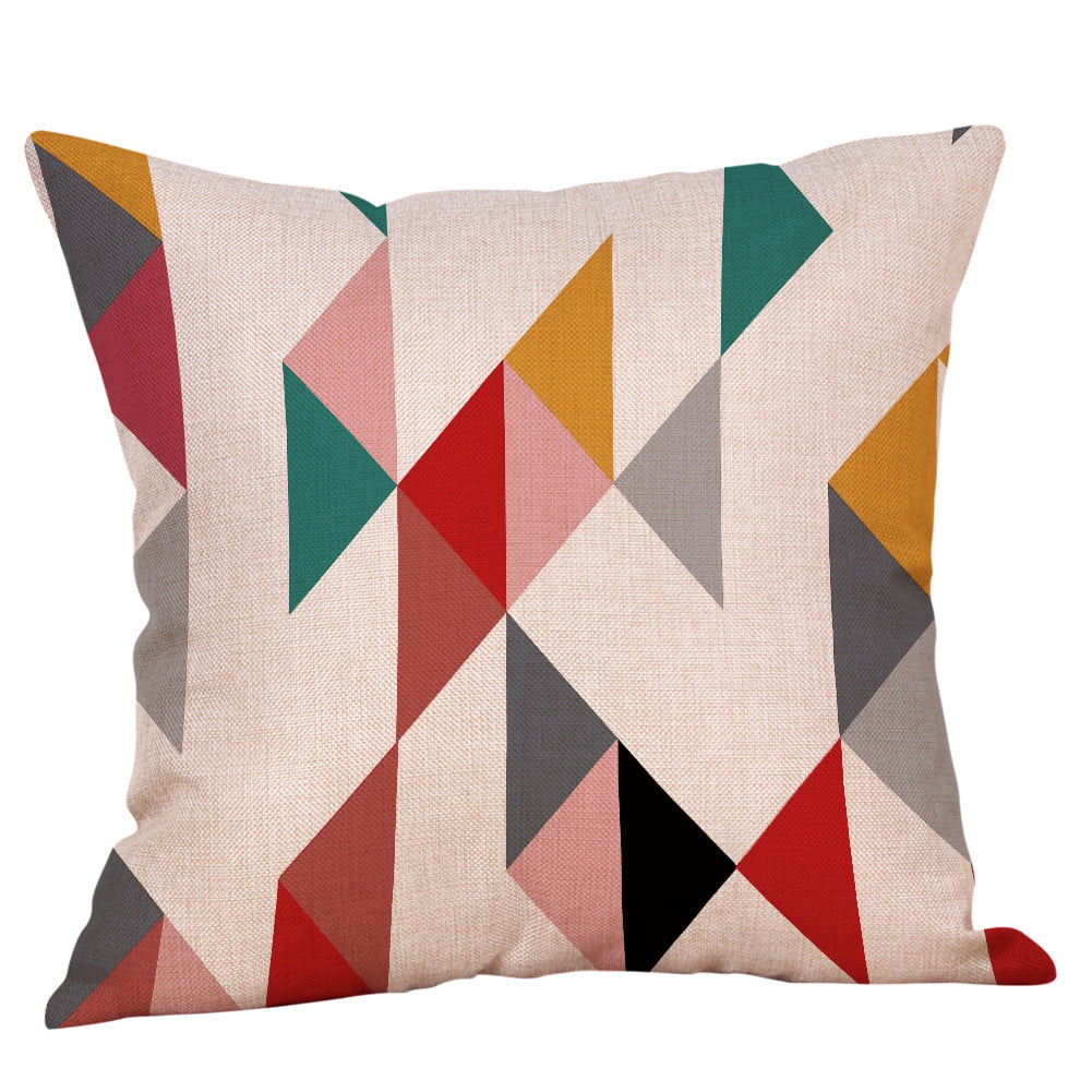 18'' Geometry Print Cotton Linen Throw Pillow Case Cushion Cover Home Decor 