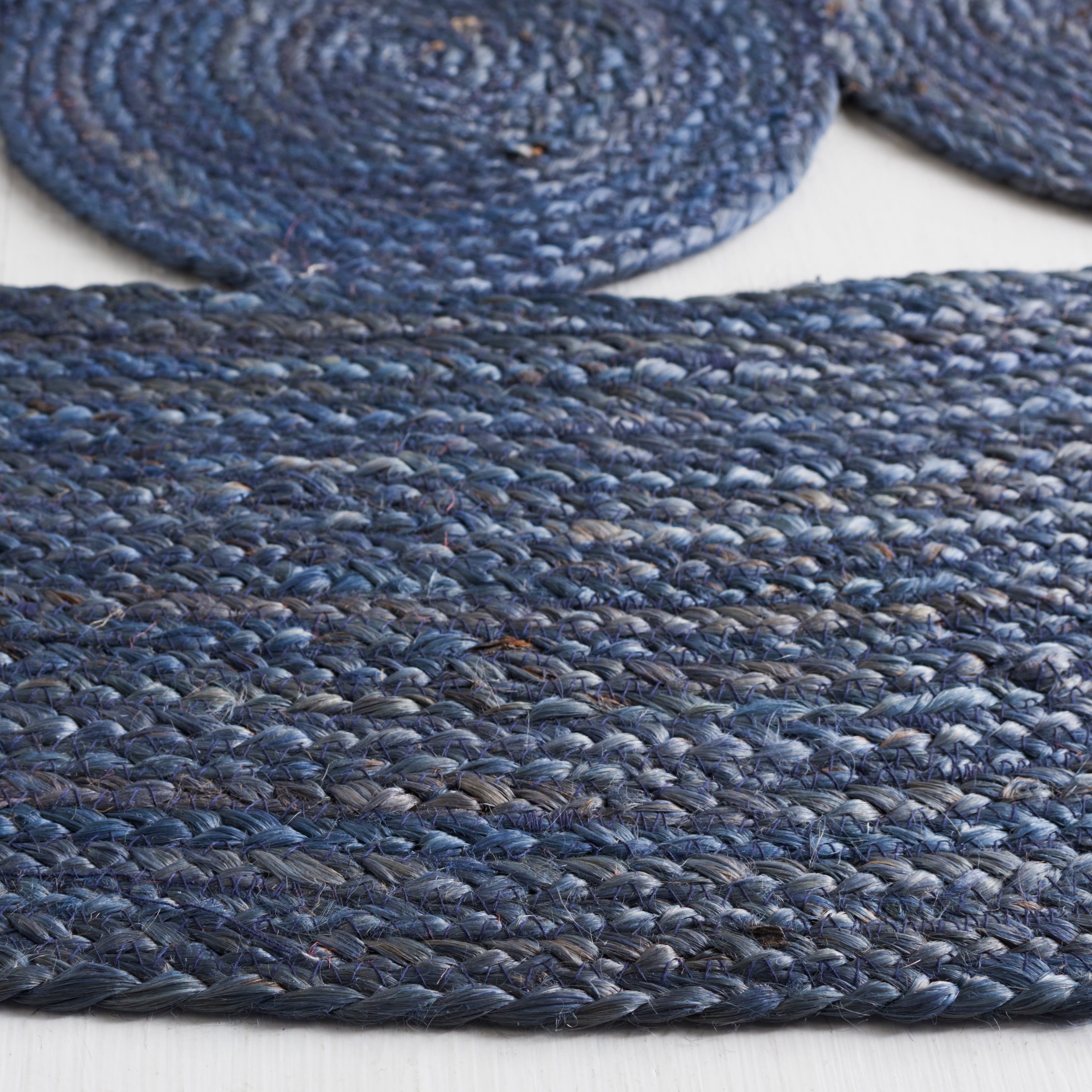 SAFAVIEH Natural Fiber Morgan Solid Area Rug, Navy, 10' x 10' Round