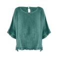thumbnail image 5 of Uooqdmx Summer Shirts for Women, Gauze Tops for Women, Women Plain Tshirt, Solid Color Stand Up Collar Cotton Long Sleeved Shirt Blouse, Womens Tops Casual, Green M, 5 of 6