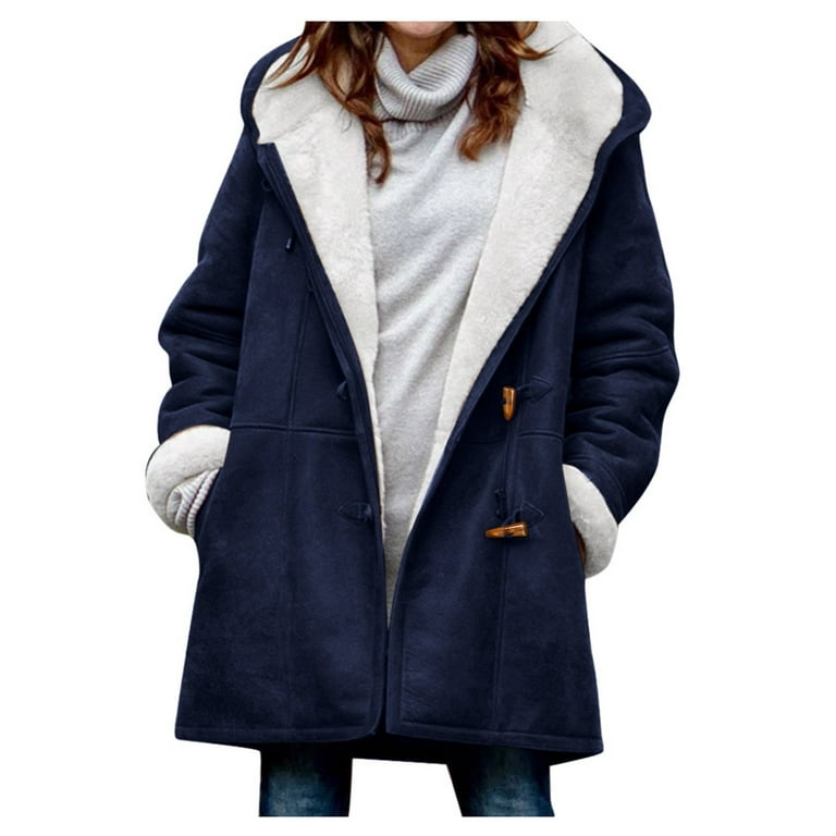 Umitay winter jacket Womens Winter Coats Mid Length Lined Warm Heavy Jackets  Thickened Windproof Outerwear With Fleece Hood Outwear 