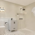 thumbnail image 2 of Ayna Decors Rooh 24 in White Bathroom Vanity Set with White Quartz Countertop and Brass Faucet | Pop-Up Drain and P-Trap Included | Black Hardware, 2 of 10