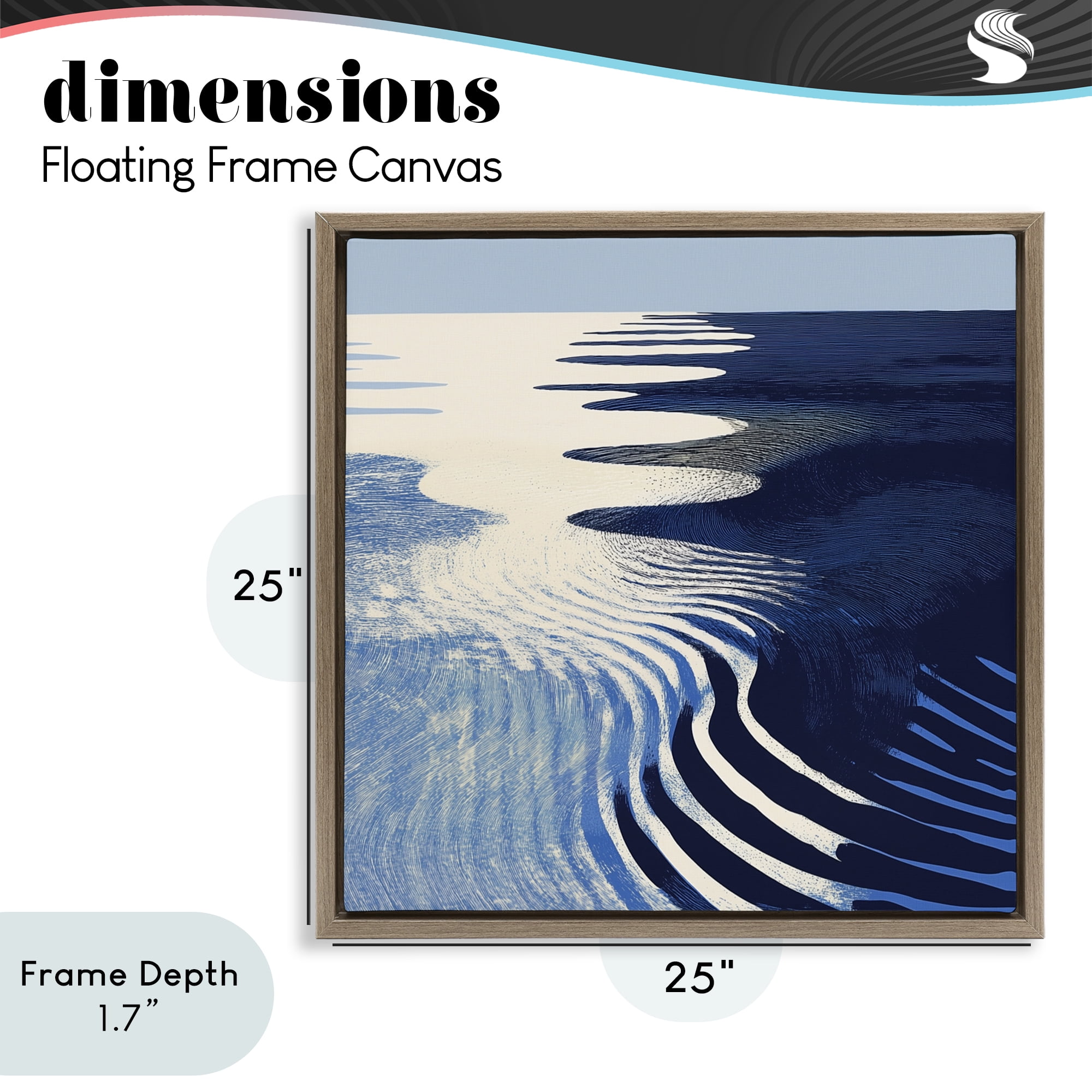 Stupell Industries Abstract Cobalt Ripples Brown Framed Floater Canvas Wall Art, design by Walker Noble
