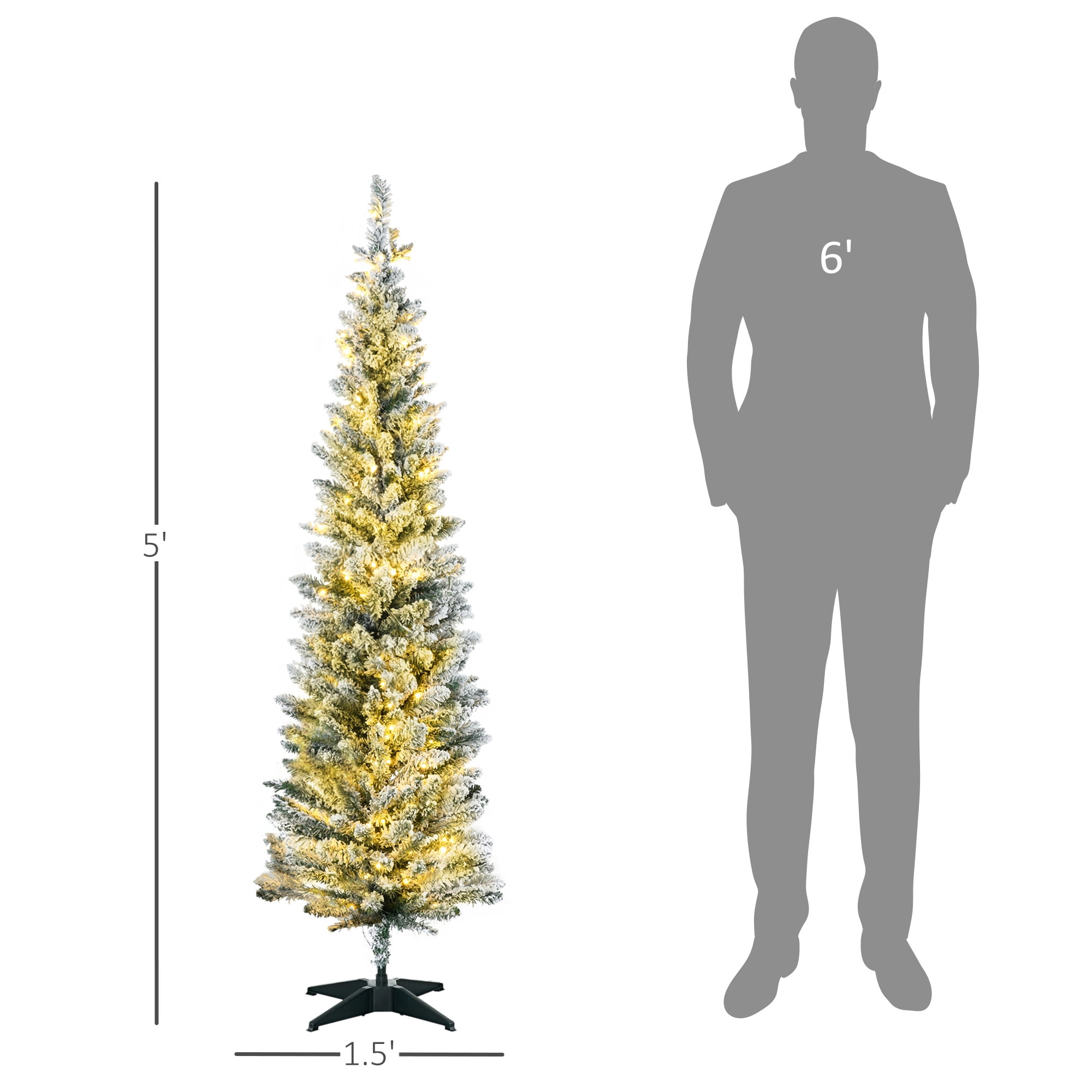 5ft Prelit Pencil Christmas Tree with 110 LED Lights Easy Assembly Small Space Holiday Decor
