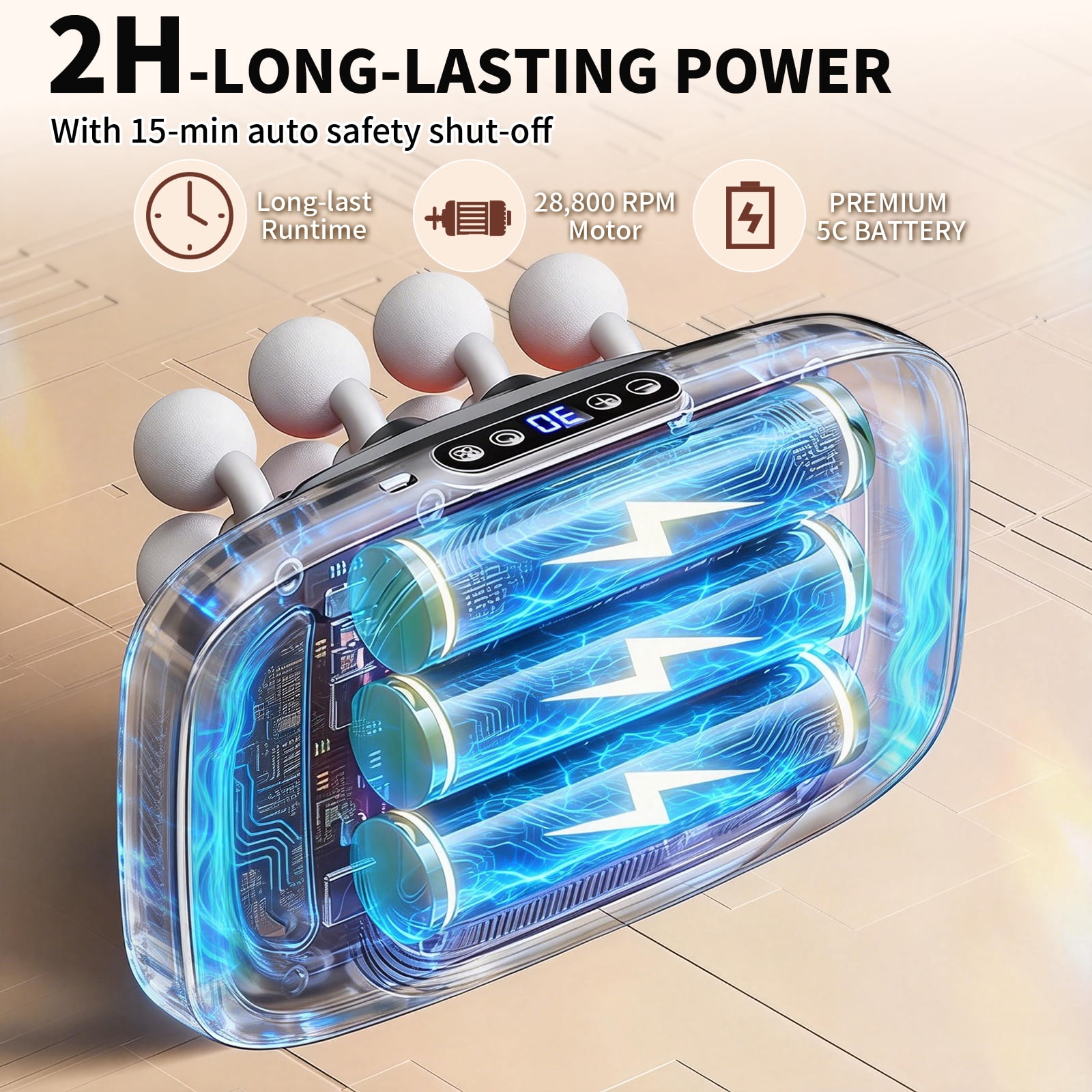 16-Head Massage Gun Set with 30 Levels & 3 Modes - Deep Tissue Percussion Muscle Massager for Effective Pain Relief in Back, Shoulders, Legs & Waist(Gray,16-Head)
