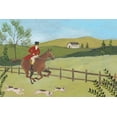 thumbnail image 2 of Moore, Regina 18x13 Black Ornate Wood Framed with Double Matting Museum Art Print Titled - Folk Art Fox Hunt III, 2 of 4