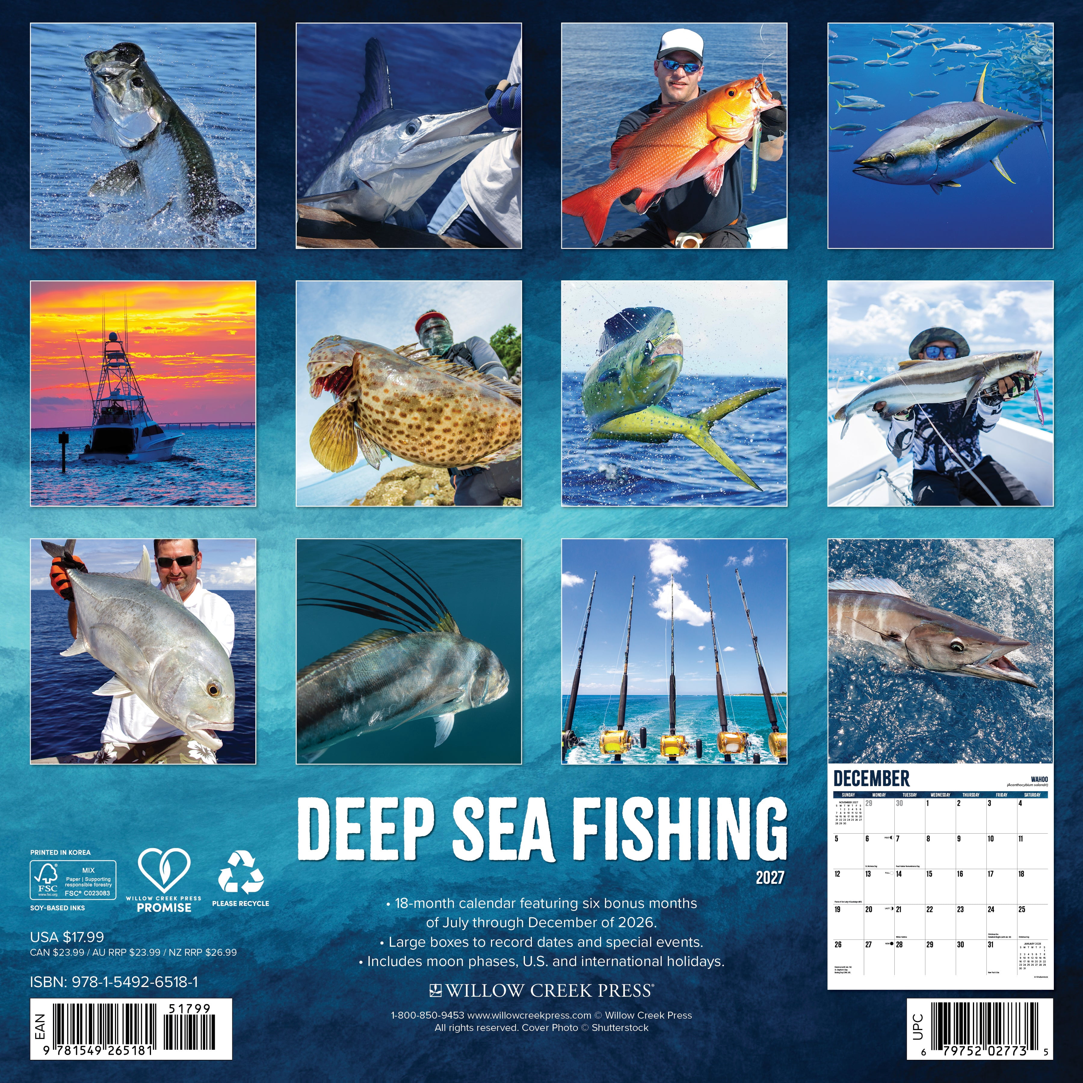 Willow Creek Press, Deep Sea Fishing 2027 Wall Calendar