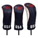 thumbnail image 1 of Juego de 3 fundas protectoras bordadas para cabezas de palos de golf de poliuretano, accesorios y funda para equipo. negro, 1 of 8