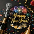 thumbnail image 4 of Beautynvta Happy New Year Tableware Set, Black and Gold 2026 Disposable Plates with Fireworks and Champagne Designs, 9-inchs Paper Plates Set, Serves 16, 4 of 6