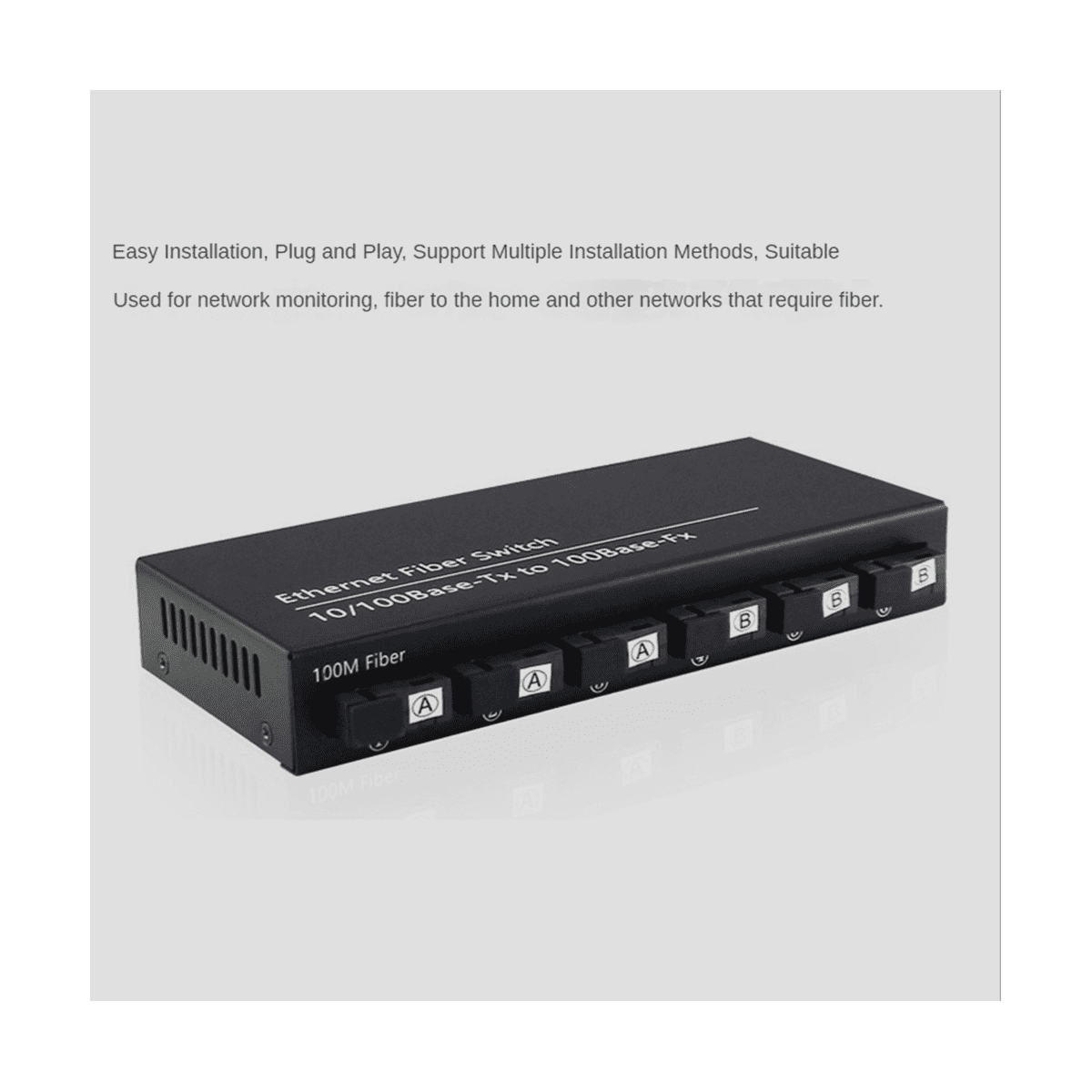 6Port 10/100M Ethernet Switch 6 Fiber Port 25KM 2UTP RJ45 Fiber Optical Transceiver Optical Media Converter US Plug