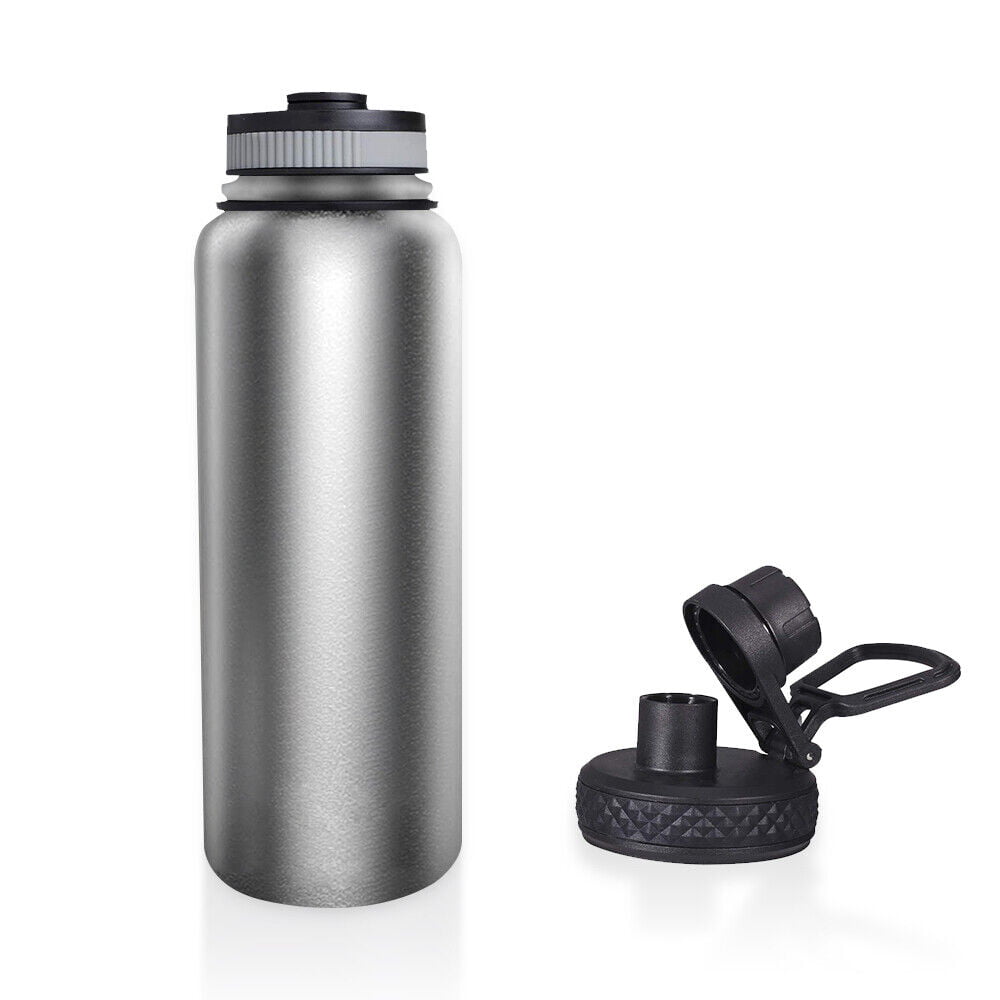 WAPEST 64 oz Water Bottle,Double Wall Vacuum Insulated Wide Mouth Stainless  Steel Thermos with Spout Lid and Flex Cap, Keeps Liquid Cold for 48 Hrs or
