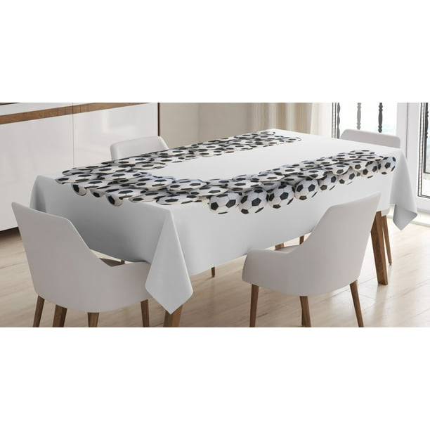 Letter U Tablecloth Stack Of Soccer With Shape Alphabet In Football Theme Outdoor Sports Rectangular Table Cover For Dining Room Kitchen 60 X 84 Inches Black White By Ambesonne Com Tablecloth Stack Of Soccer, What Shape Chandelier For Rectangular Tablecloth