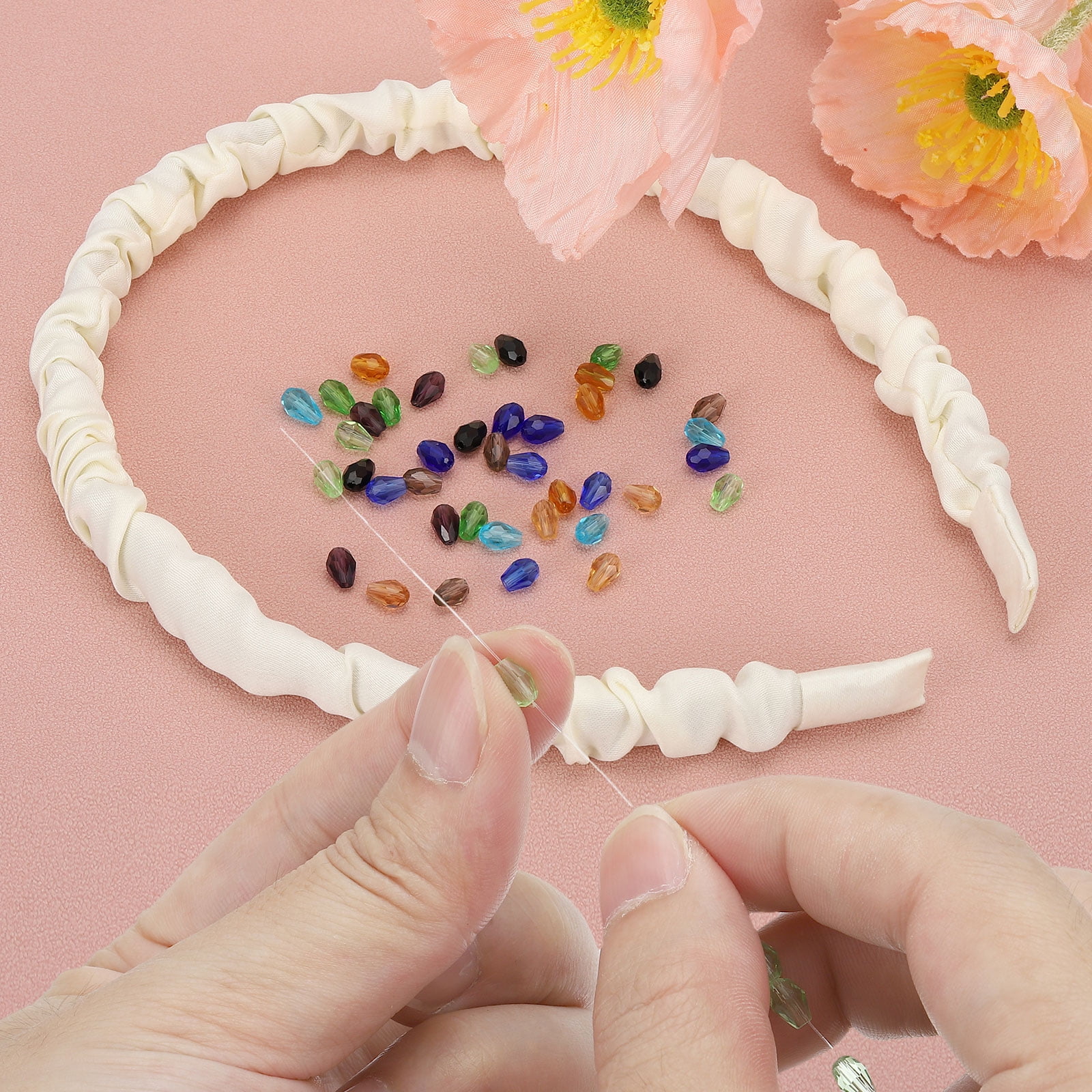 Uxcell 8mm Faceted Glass Beads, 200 Pcs Pink Bicone Birthstone Bead Vertical Hole for DIY Crafting Bracelet Necklace Jewelry Making