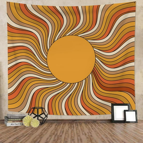DaShan Vintage Sun Tapestry Wall Hanging,Abstract Rainbow Boho Tapestries for Dorm Living Room Bedroom Decor 80"Wx60"L