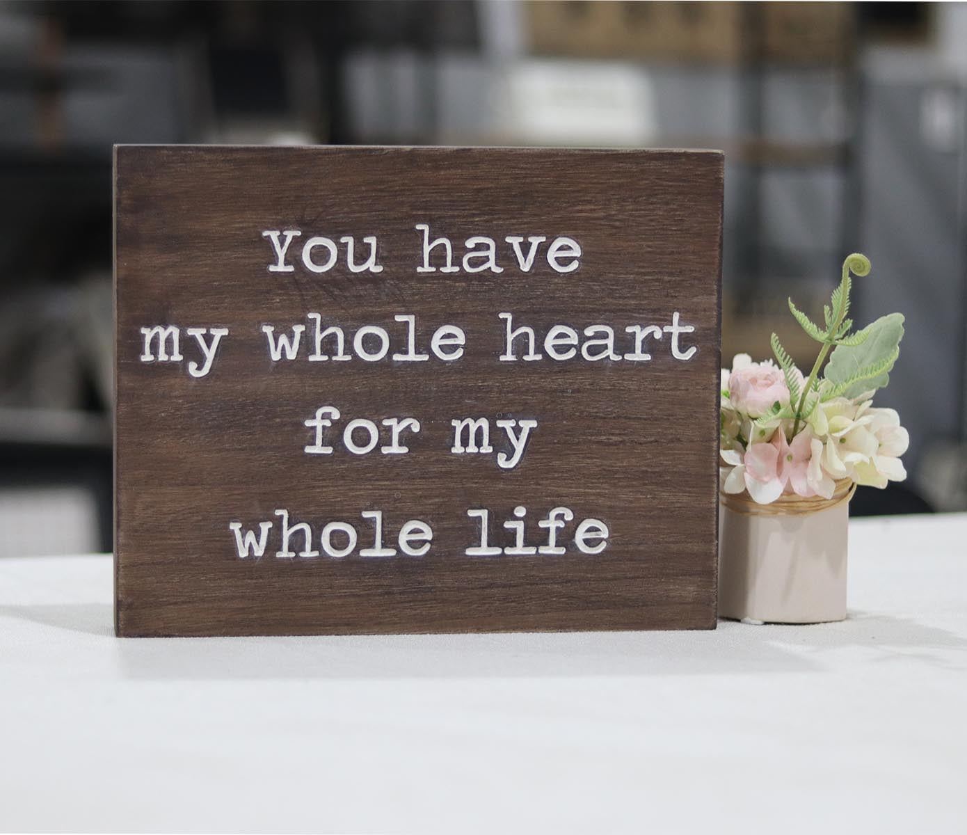 Parisloft Brown Wood Love Sign with Carved Sentiment, Farmhouse Wall Decor, 11.8 x 9.5 inches