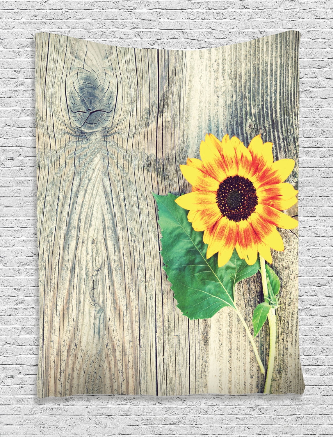 Sunflower Decor Wall Hanging Tapestry Sunflower On Wooden Old Board Bouqet Floral Gifts Of Mother Earth Artsy Photo Bedroom Living Room Dorm