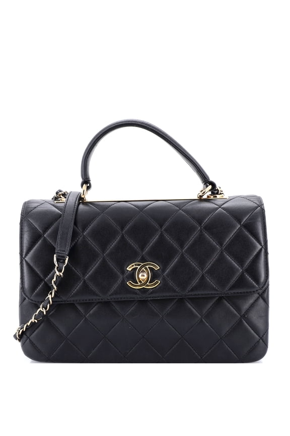 Pre-Owned Trendy CC Top Handle Bag Quilted Lambskin Medium By Rebag