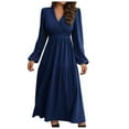 thumbnail image 2 of Dwaogom Fashion Women's Casual Long Sleeve Dress V-Neck Ladies Solid Long Dresses Halter Dresses For Women Renaissance Dress Christmas Dresses, 2 of 7