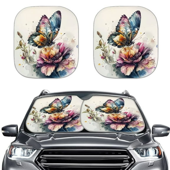 KUIFORTI Butterfly Sunshade for Car Windshield Foldable Sun Visor for Car Windshield Sunshade Foldable Reflective Sun Shade Blocks UV & Sun Rays, Easy Installation