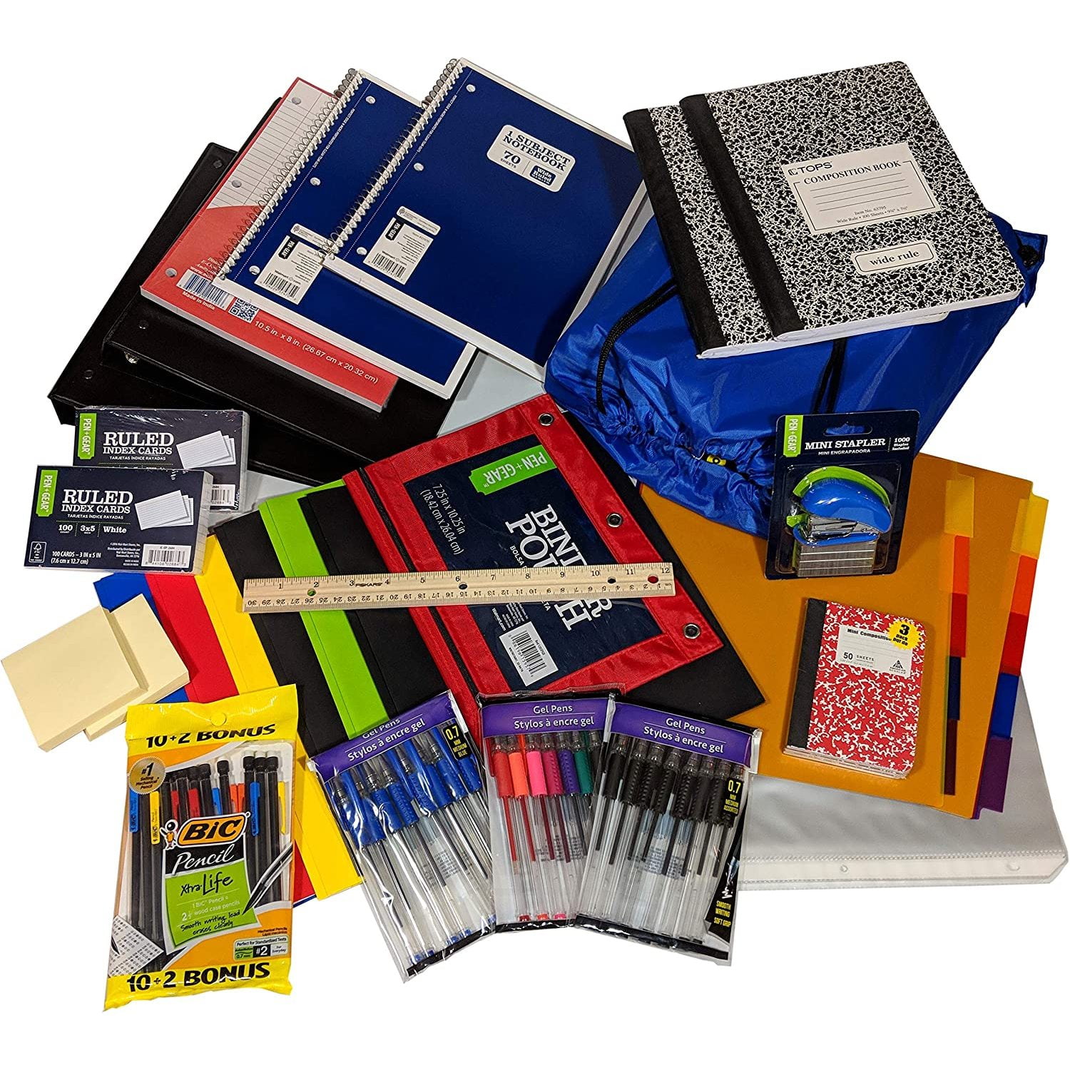 Mega School Supplies Variety Pack - School Pack - Back kit- 110 Pieces -  School Supplies - School Supply Bundle School Pack School Supplies Kit  Bundle