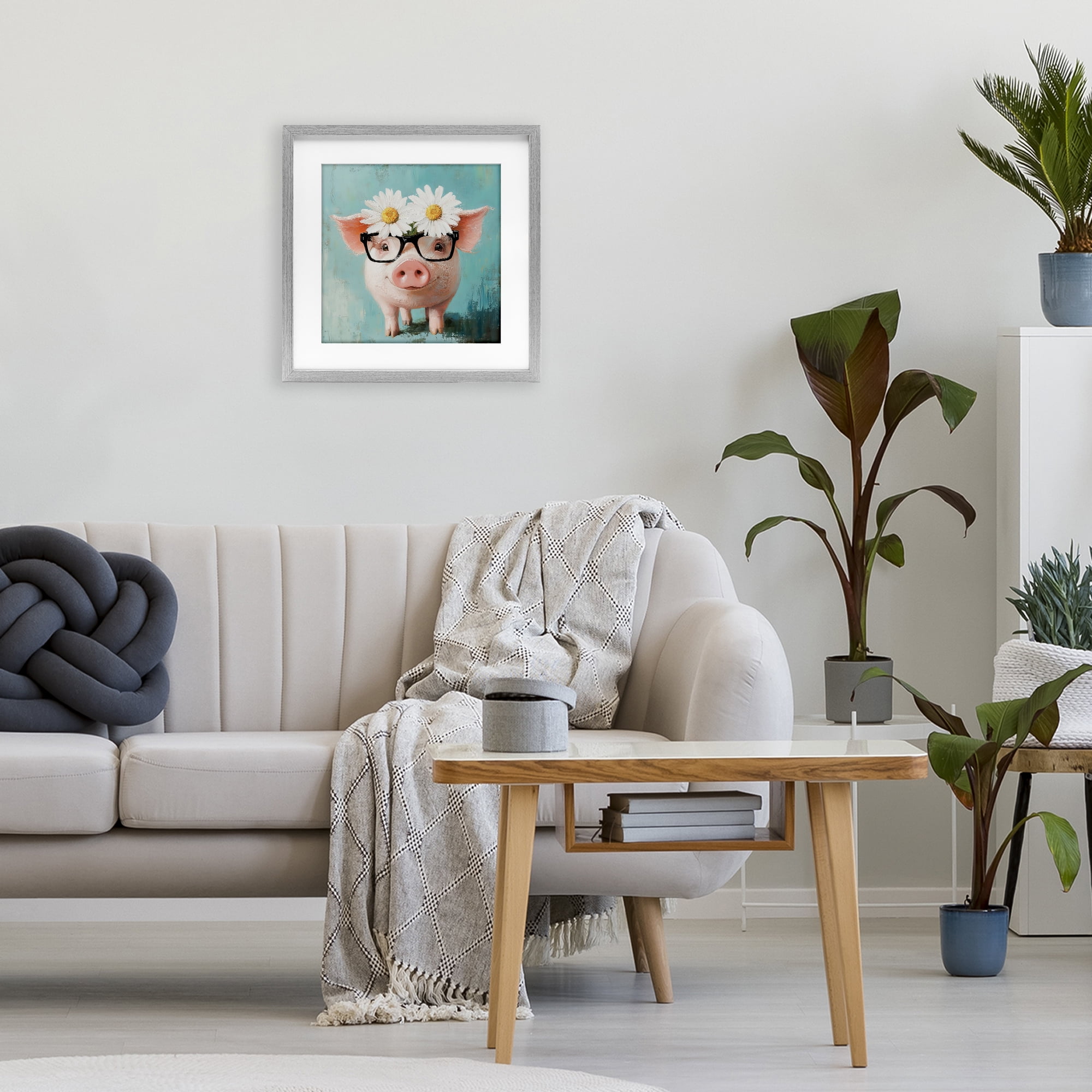 Stupell Industries Nerdy Natalie Piglet Gray Framed Print Under Glass, design by Tina LeCour