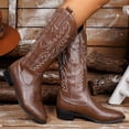 thumbnail image 4 of Pandaie Western Cowboy Boots for Women Knee High Wide Calf Cowgirl Boots Embroidery Classic Pull on Tall Boot, 4 of 8