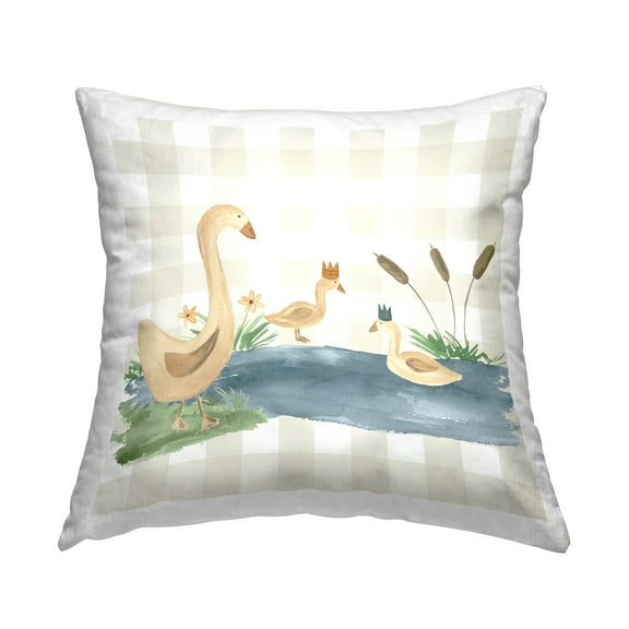 Stupell Industries Duck Family Patterned Decorative Printed Throw Pillow, 18 x 18
