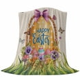 thumbnail image 6 of Beige Happy Easter Blanket Soft Cozy Warm Throw Blanket for Couch, Plush Fuzzy Flannel Fleece Blankets for Sofa, Spring Easter Eggs Floral Rustic Bed Blankets Lightweight Gifts for Women, 50"x80", 6 of 9