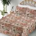 thumbnail image 3 of Ambesonne Cottagecore Fitted & Flat Sheet with Sham 3 Pcs Set, Retro Floral Pattern, Twin, Rose Pale Green Pale Ruby, 3 of 5