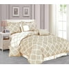 Galaxy 7-Piece Comforter Set Reversible Soft Oversized Bedding Taupe King Size