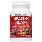 (6 pack) Healthy One Healthy Heart - Blood Flow & Heart Health Supplement with Magnesium, Hawthorn, 60 Capsules