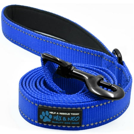 Nylon Reflective Dog Leash - Max and Neo Reflective Nylon Dog Leash - We Donate a Leash to a Dog Rescue for Every Leash Sold (BLUE, 6 FT x 1