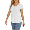 thumbnail image 3 of McVanedy Women's V Neck T Shirts Ruffle Short Sleeve Top Hollow Casual Blouses S-XL, 3 of 5