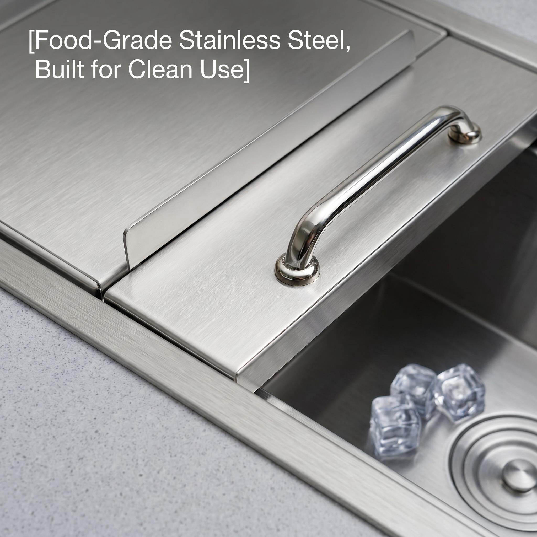 Built-in Beverage Tub, Outdoor Kitchen Ice Cooler, Insulated Ice Chest, 52l Stainless Steel With Drain 18in×12in×15in for Patio Bar, Backyard BBQ