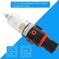 thumbnail image 2 of Filtre Compresseur d'Air 1/4 Séparateur d'Eau Kit d'Outils avec Régulateur AFR-2000, 2 of 10
